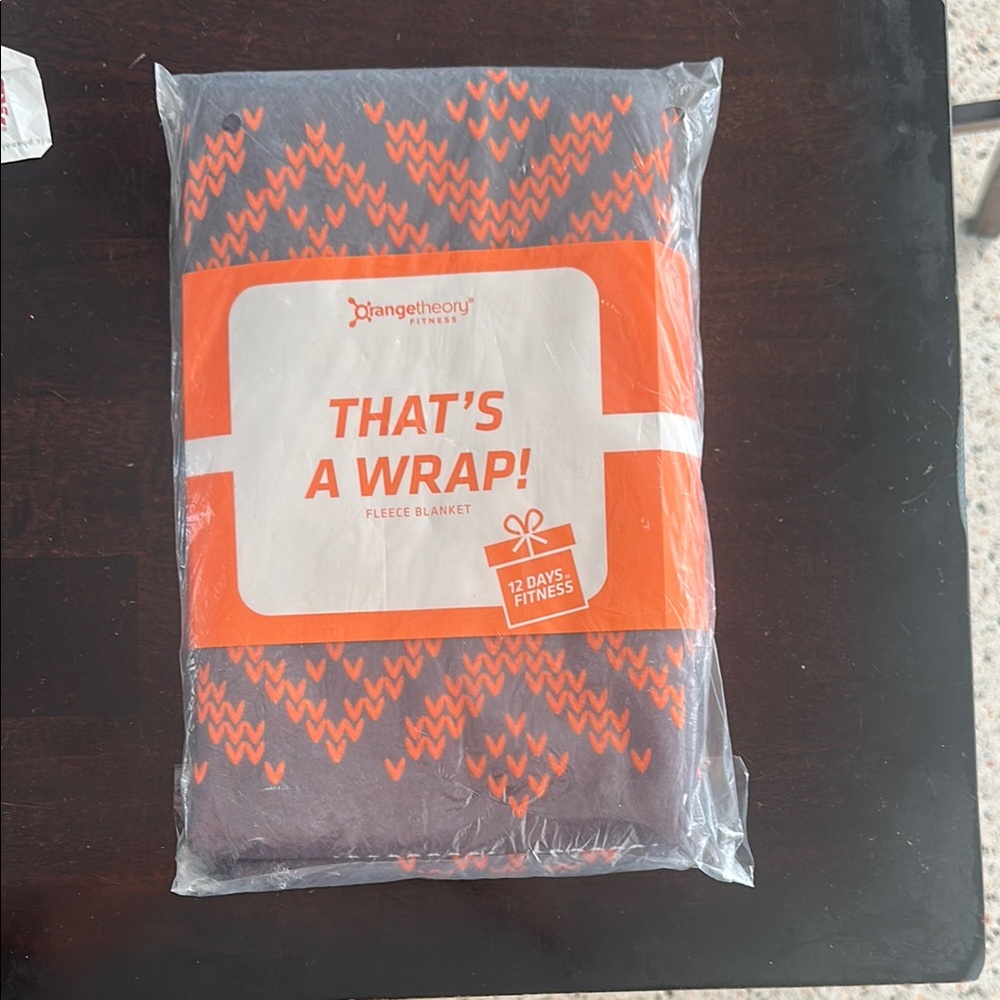 Orangetheory Festive Orange and Gray Blanket 12 Days of Fitness